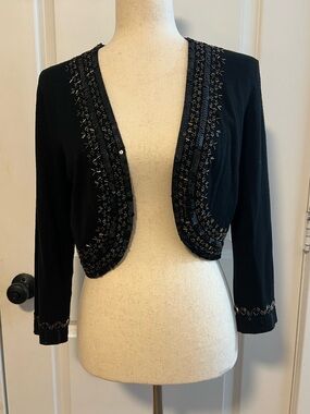 Y2K Beaded Bolero Shrug Sweater Design History Brand